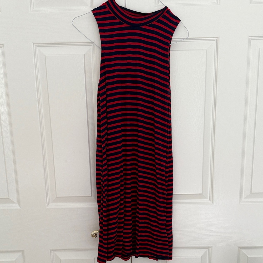 Striped Sleeveless Mini Dress - Red and Black